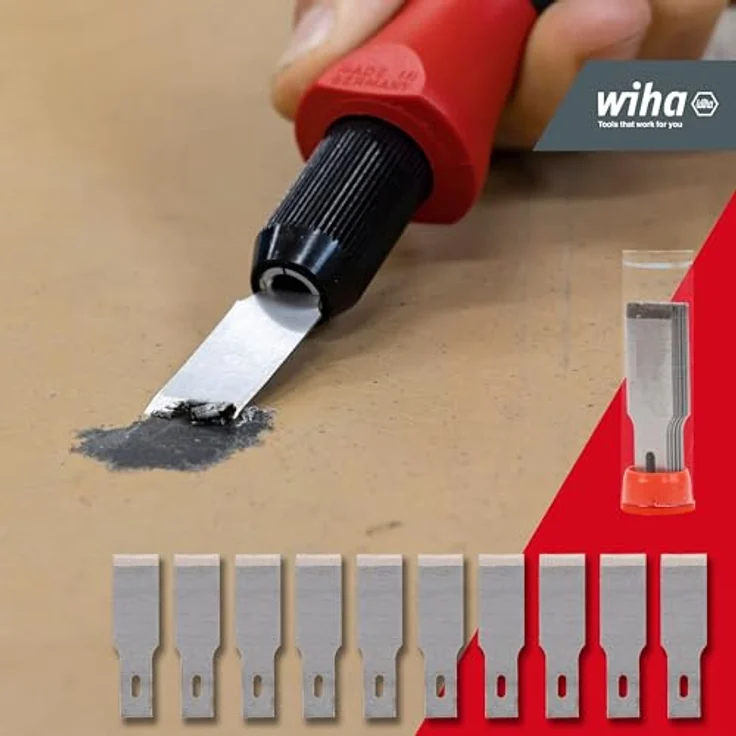 Wiha Universalschaber Set - Schaber zum Entfernen von Farbresten oder Etiketten - Inkl. 10 Ersatzklingen – Bild 3