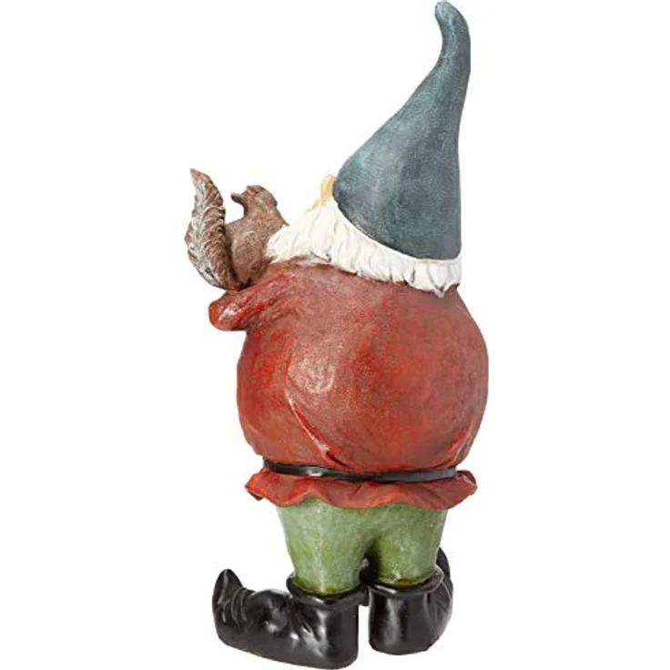 Design Toscano Dekofigur Zwerg mit Schaufel und Eichhörnchen, Harz, 20,5 x 6,5 x 43 cm – Bild 2