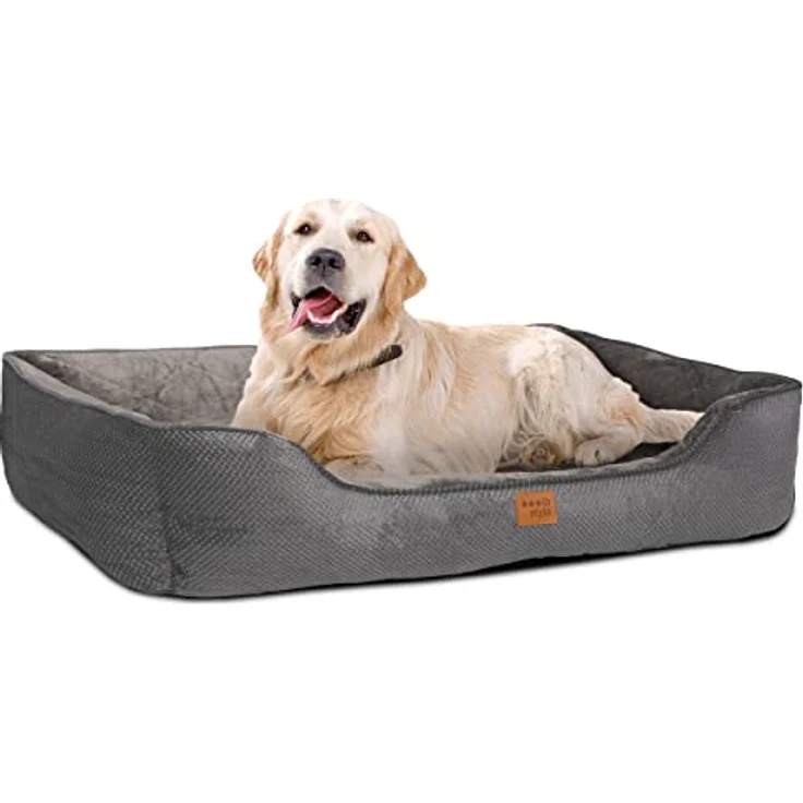 ib style® Happy Milo Hundebett | Körbchen für Hunde & Katzen | mit Reißverschluss | Größe: L | Grau – Bild 1