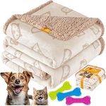 Lovpet® wasserdichte Hundedecke, Fleece Haustier Decke Katzendecke + 3X Kauknochen, für mittelgroße und große Hunde, Katzen, 152 x 127 cm, XL, maschinenwaschbar, beidseitiger Sofabezug-Schutz Beige
