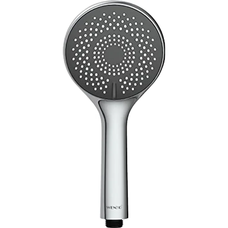 WENKO Wasserspar Duschkopf Watersaving, wassersparende Universal-Handbrause, Duschbrause mit nachhaltigem Wasserspar-System, 40% Wasser sparen bei vollem Komfort, Duschkopf Ø 11 cm, ABS verchromt