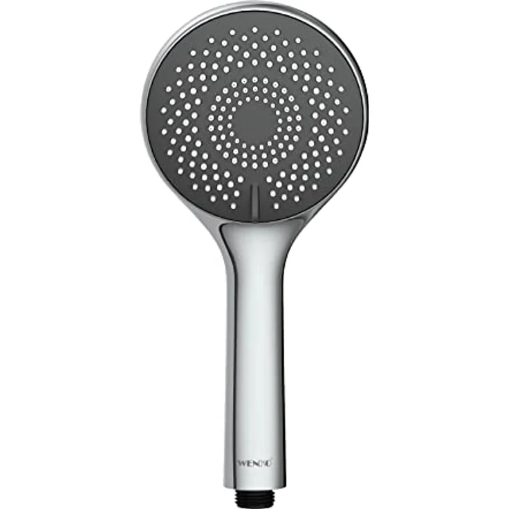 WENKO Wasserspar Duschkopf Watersaving, wassersparende Universal-Handbrause, Duschbrause mit nachhaltigem Wasserspar-System, 40% Wasser sparen bei vollem Komfort, Duschkopf Ø 11 cm, ABS verchromt – Bild 1