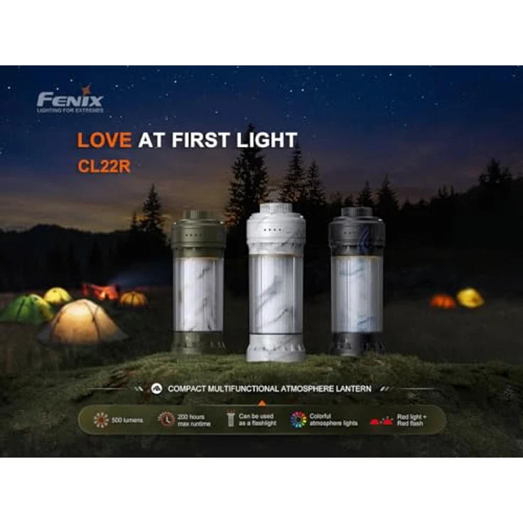 Fenix Light CL22R, Akku Camping-Leuchte mit 500 lm, 360°-Beleuchtung, rotes Licht, IP65, grün – Bild 4