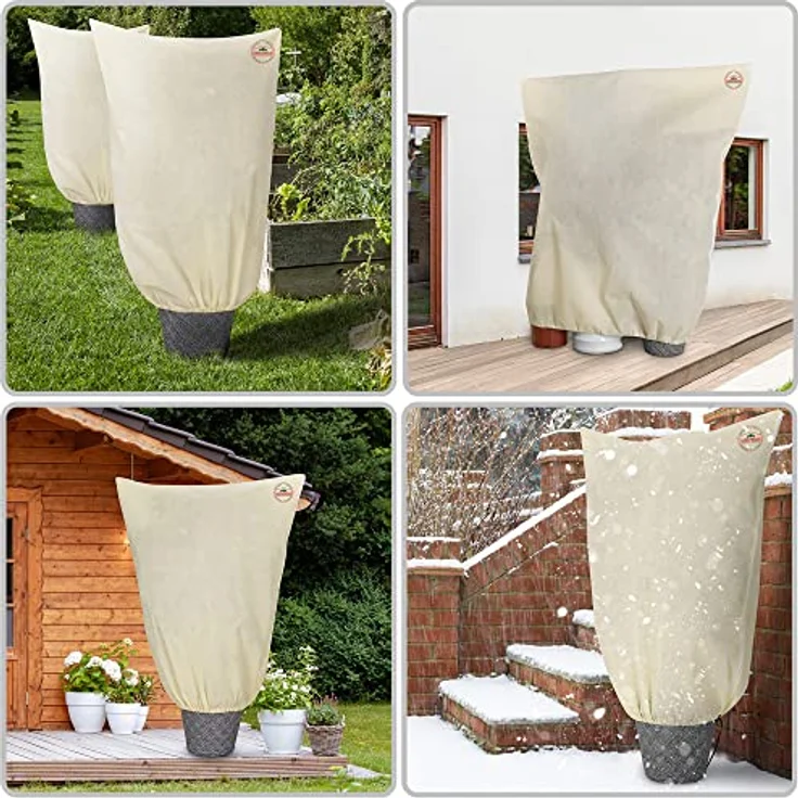 Gardebruk Kübelpflanzensack Reißverschluss Garten Frostschutzhaube Winterschutzhaube Pflanzenschutzhaube Frostschutzvlies Beige versch. Größen – Bild 10
