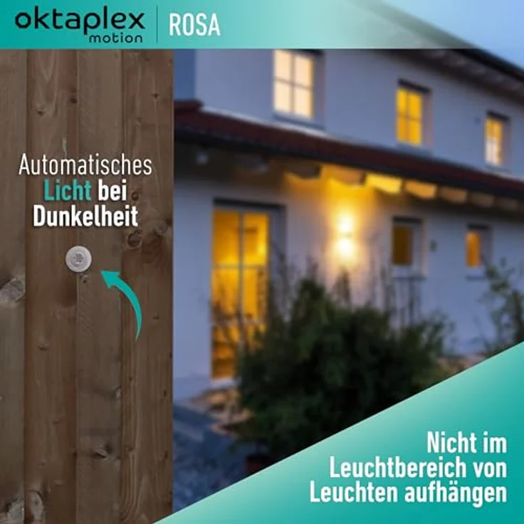 Oktaplex motion Rosa Mini Einbau Dämmerungsschalter 230V, IP65 Lichtsensor Kabel verlängerbar – Bild 5