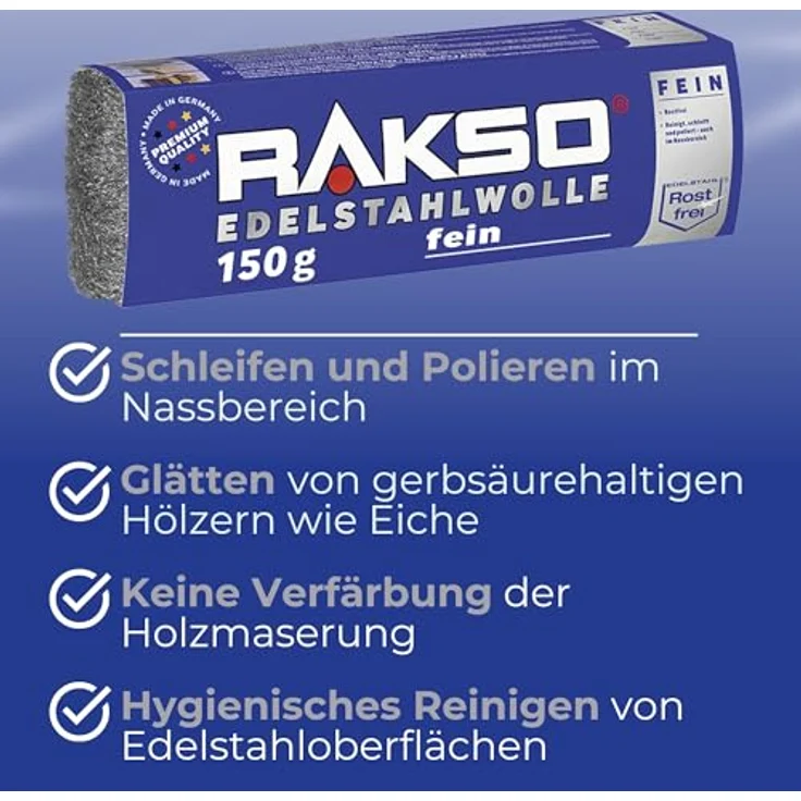 Rakso Edelstahlwolle 150g fein 1 f.Nass-u.Außenbereich – Bild 3