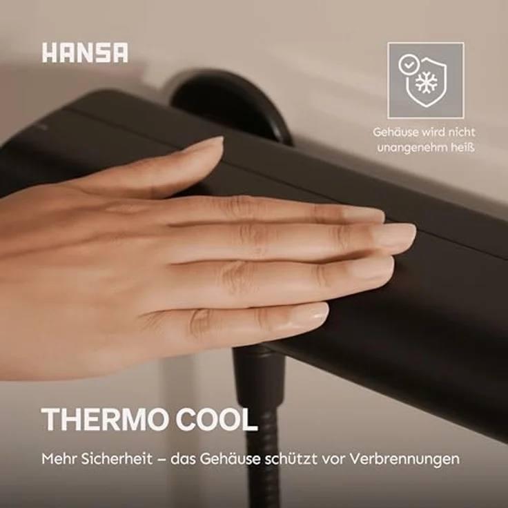 HANSA VIVA Duschsystem Komplettset, Thermostat mit Regendusche und Handbrause, dreistrahlig, inkl. MagShelf Magnetablage, schwarz – Bild 5