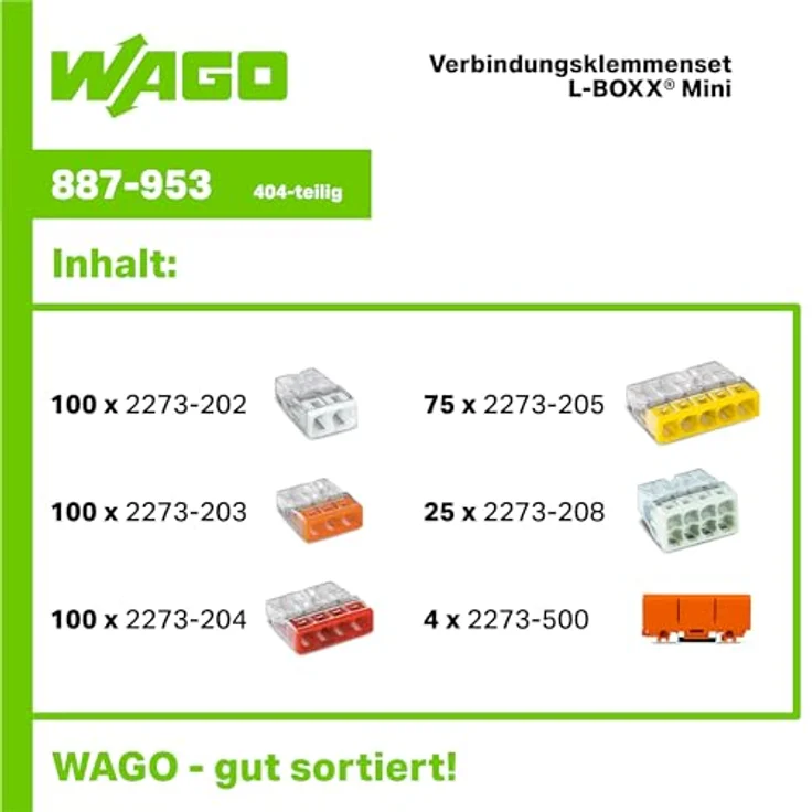 WAGO 887-953 Verbindungsklemmen-Sortiment, starr 0.50-2.50mm², 409 Teile, flexibel – Bild 2