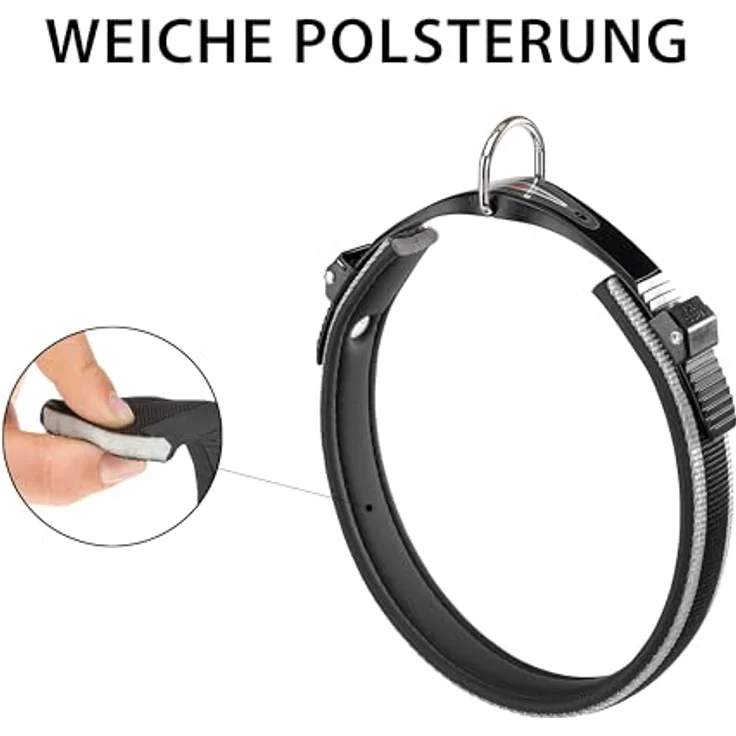 Ferplast Ergocomfort C25/60, Hundehalsband für große Hunde mit Mikroverstellung und weicher Polsterung, Silber – Bild 5