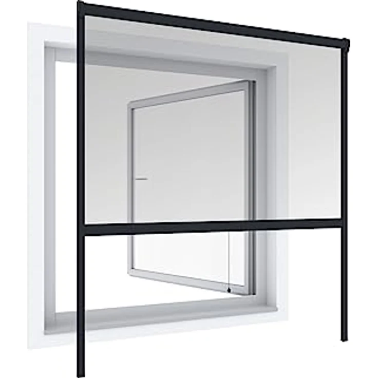 Windhager Insektenschutzrollo PLUS, transparent, Klemm- oder Schraubmontage, BxH: 160x160 cm, reißfestes Fiberglasgewebe mit Anti-Windbürste – Bild 1