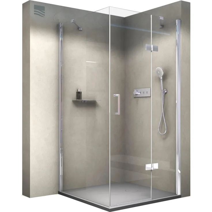 Bernstein Eckdusche DX403, 8 mm Nano Echtglas Duschkabine, Breite wählbar, ESG, 195 cm Höhe, Klarglas
