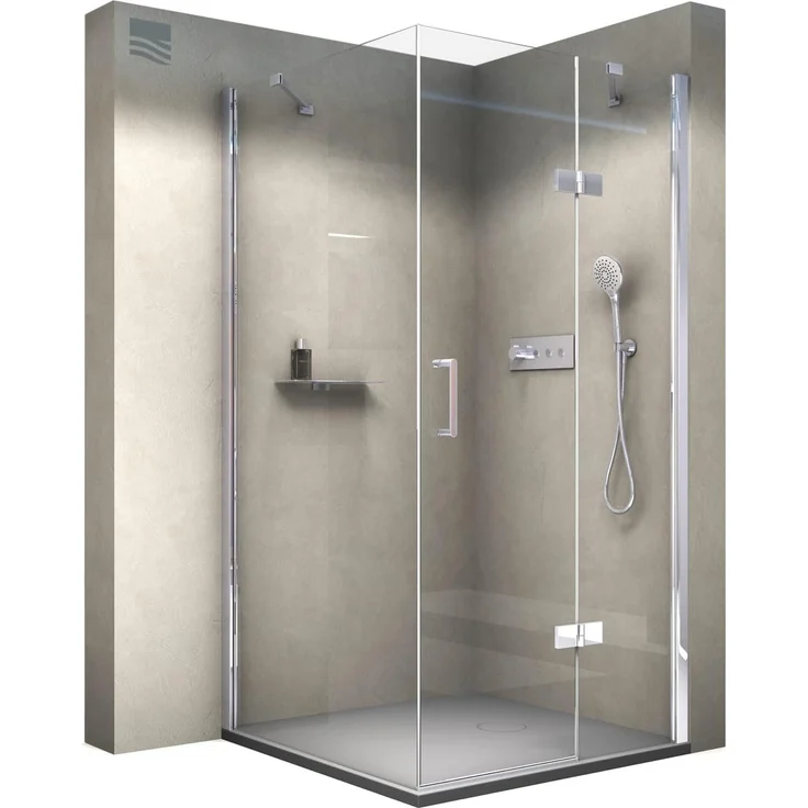 Bernstein Eckdusche DX403, 8 mm Nano Echtglas Duschkabine, Breite wählbar, ESG, 195 cm Höhe, Klarglas – Bild 1