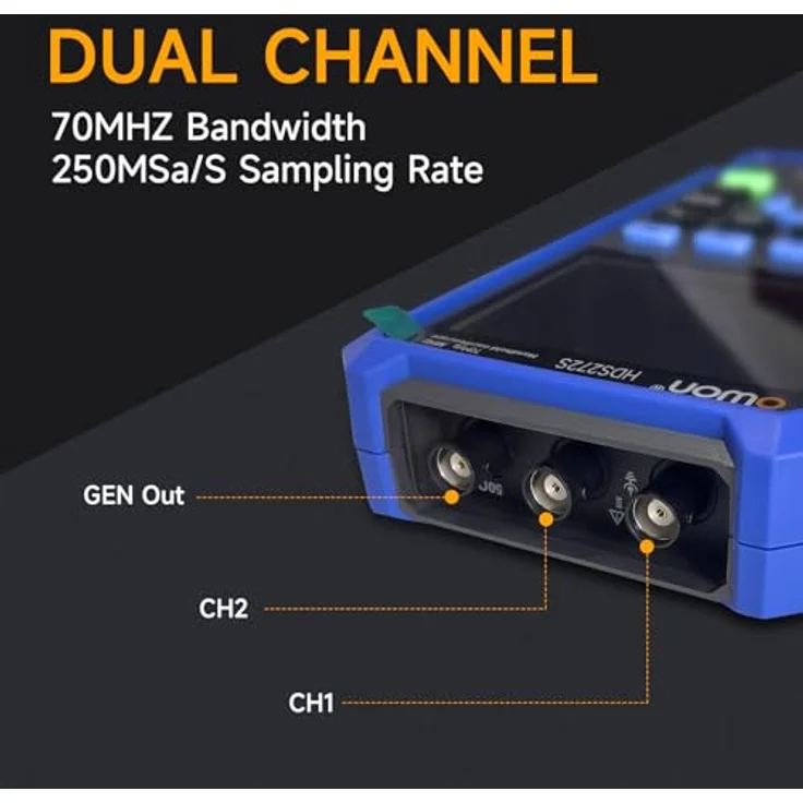Owon HDS272S, 2-Kanal LCD-Oszilloskop mit integriertem Multimeter und 25 MHz Funktionsgenerator, mobil einsetzbar, 3,5" Display – Bild 3