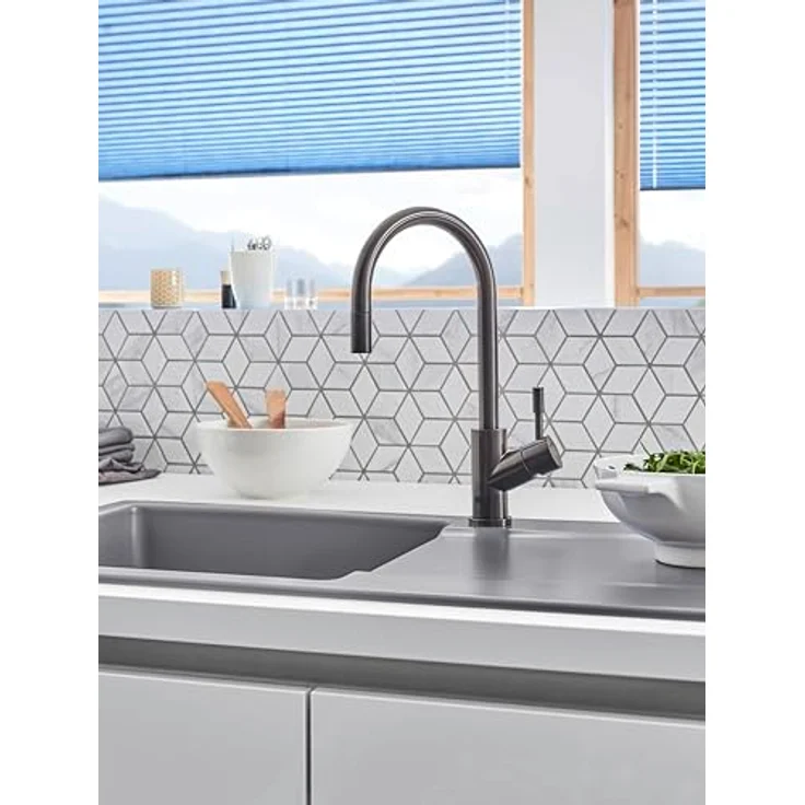 Villeroy & Boch Küchenarmatur 92540005, Edelstahl anthracite, mit Ausziehbrause und keramischen Dichtungen – Bild 6