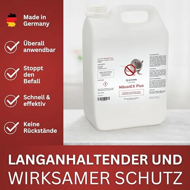 BIOFORMEL Mäuse Ex Spray Plus 5L, Mäuse- und Rattenabwehrmittel für Indoor & Outdoor, langanhaltend mit Geraniol, made in Germany – Bild 3