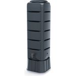 Prosperplast Regentonne Tenso, 120 l, viereckig, anthrazit, Set mit Unterstand und Wasserhahn