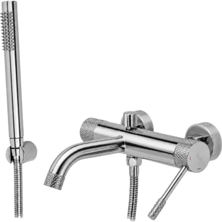wohnwerk.idee Wannenarmatur Badewanne Armatur Wasserhahn Dusche inkl. Handbrause, Gold Matt, Chrom, Kupfer Matt - Moderne Duschinstallation mit Keramikkartusche und integriertem Perlator – Bild 1