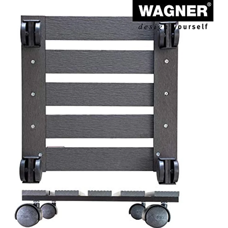 WAGNER Pflanzenroller WPC 29 x 29 cm I Pflanzenroller & Blumenroller für Außenbereich + Innenbereich, anthrazit I Kübelroller aus WPC (Wood Plastic Composite) I Tragkraft 60 kg ? 20050001 – Bild 7