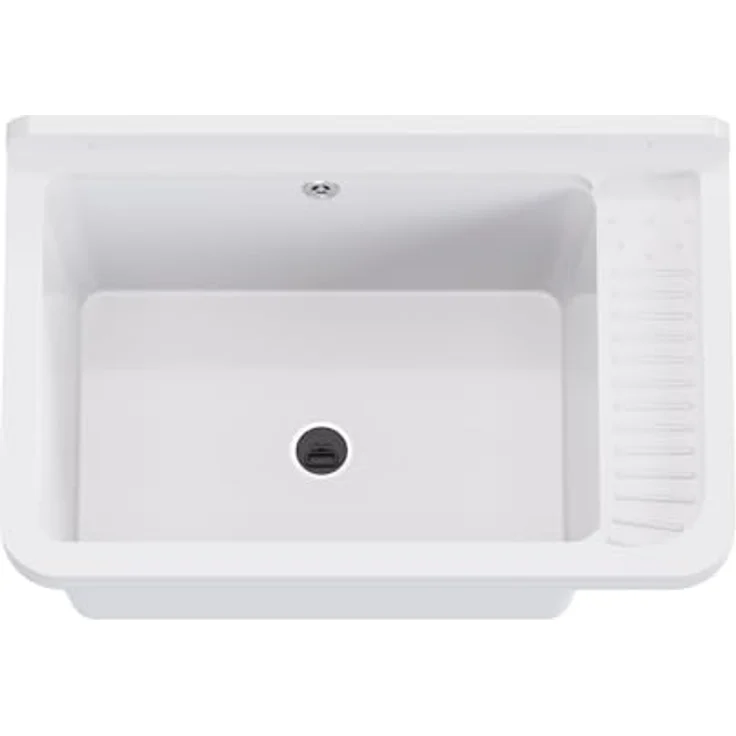 QLS Küchenspüle Gradia, Kunststoff-Spülbecken mit Siphon, 50 x 34 cm, Ausgussbecken für draußen, Garten, Werkstatt – Bild 2