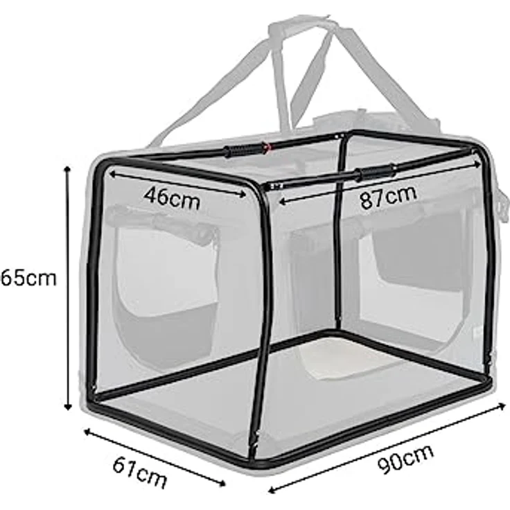 lionto Hundetransportbox Hundetasche Hundebox Faltbare Kleintiertasche, (XXL) 90x61x65 cm grau – Bild 5