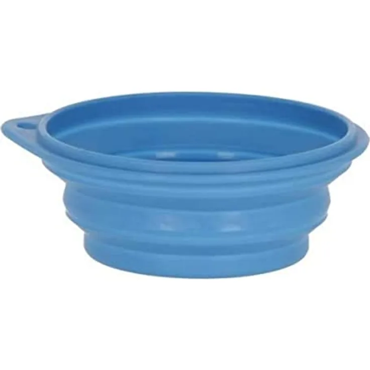 Kerbl Silikon Reisenapf, Leichter, Faltbarer, Rutschfester, robuster Reise Napf für Unterwegs Größen, Lebensmittelqualität (250 ml (blau))