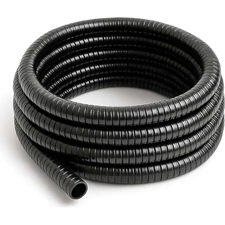 Wiltec Flexibler Förderschlauch 50m, Spiralschlauch 25mm (1"), schwarz, mit verstärkter Hart-PVC-Spirale für optimale Wasserführung