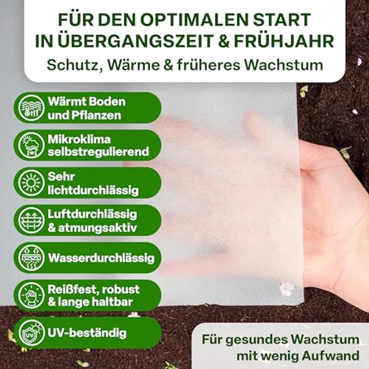TTL GARDEN Frühbeetvlies 17g/m², 100m², 2m x 50m, weiß - Atmungsaktives Frostschutzvlies für Hochbeete und Beete, UV-beständig und reißfest, Schutz vor Frost und Schädlingen – Bild 3