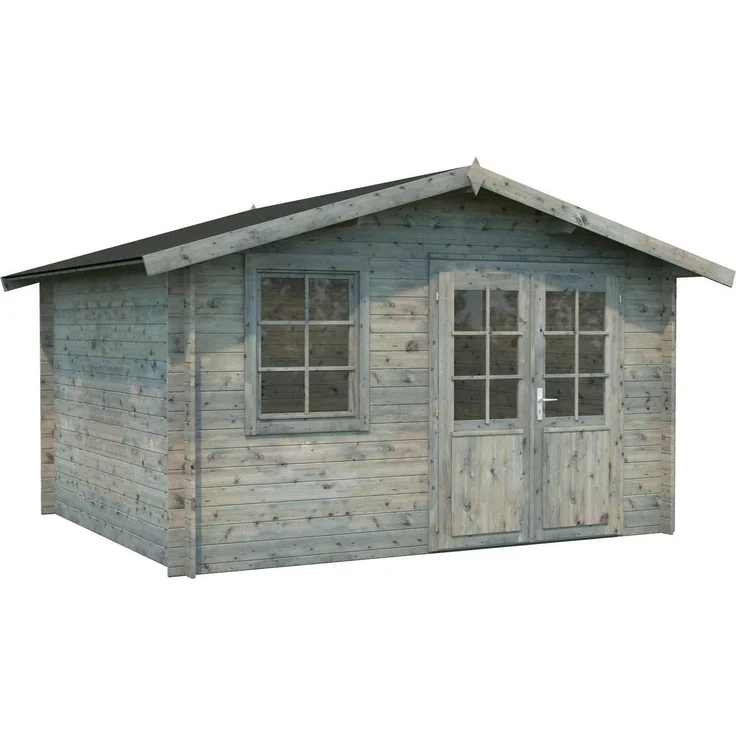 Palmako Gartenhaus Klara, 10,4 m² aus nordischer Fichte, grau, mit Doppeltür und Dreh-Kipp-Fenster