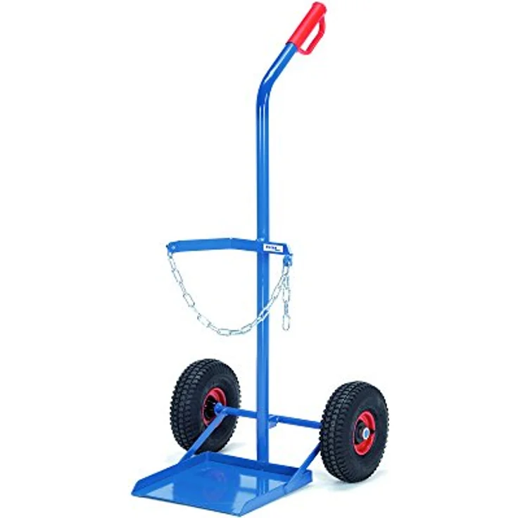 FETRA Sackkarre Stahlflaschenkarre 51122, pulverbeschichtet blau RAL 5007, mit Kettensicherung für Propangasflaschen bis 33 kg – Bild 2