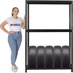 PROREGAL® Schwerlastregal Reifenregal RAGNAR 180x120x40cm 8 Reifen auf 2 Ebenen + Ablage Schwarz