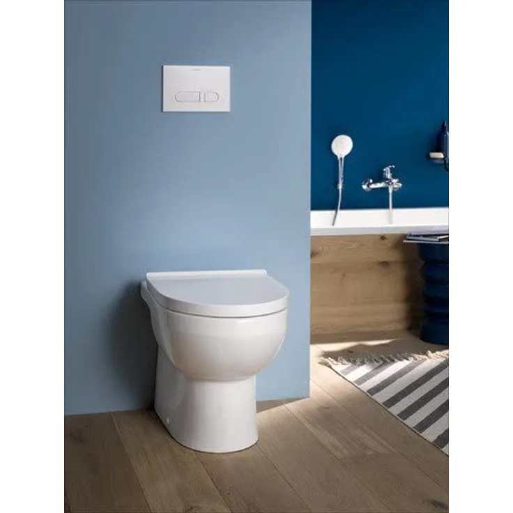 Duravit DuraStyle Basic Stand-WC Duravit Rimless Set 418409, Abgang waagrecht, für variablen Wasserzulauf - 41840900A1