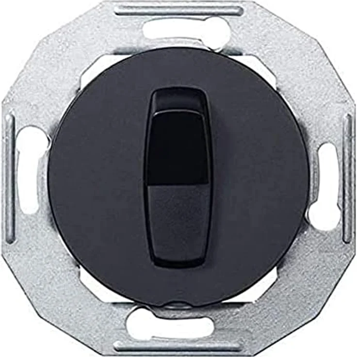 Schneider Electric runder Universalschalter, 1-fach, 2-Wege, 16A, 250V AC, IP20, Unterputz, Renova, schwarz – Bild 1