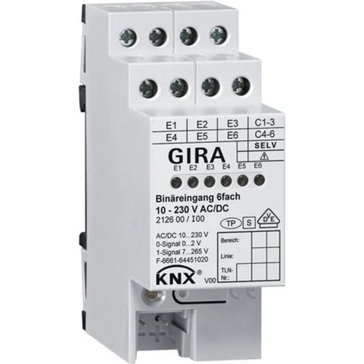 GIRA Zeitschaltuhr Gira Binäreingang 6f. KNX, 10-230V AC/DC, vielseitig parametrierbare Steuerung