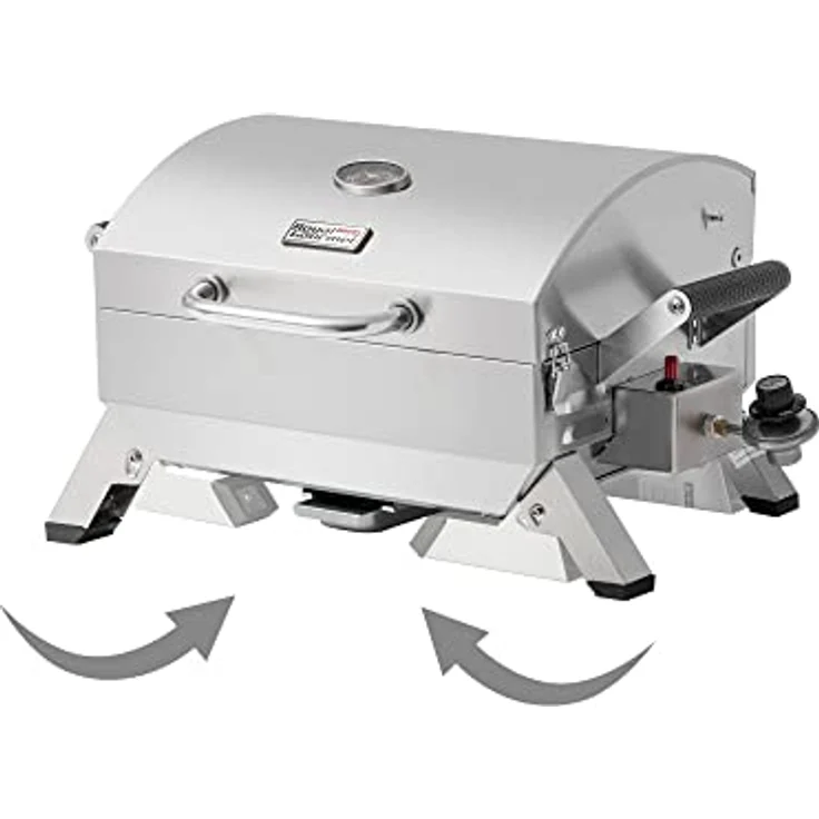 Royal Gourmet Edelstahl Tragbarer Gasgrill, Compact Tischgrill mit Zwei Griffen und Reiseschlössern, Klappbaren Beinen, 3 kW BBQ Campinggrill für Balkon, Picknick Silber – Bild 3