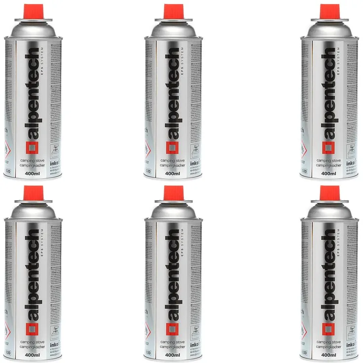 6 Kartuschen Butan Gas Kartusche Gaskartuschen Bunsenbrenner Campingkocher Gaskocher 227g Silber
