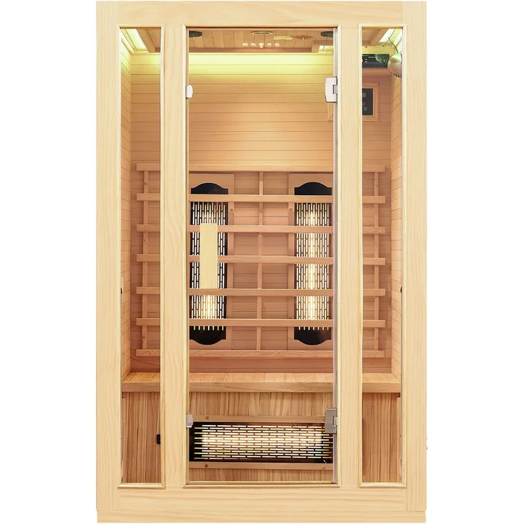 Artsauna - Infrarotkabine Nyborg S120V – Vollspektrum Infrarotsauna - 2 Personen – LED-Farblicht, digitaler Steuerung – Hemlock-Holz