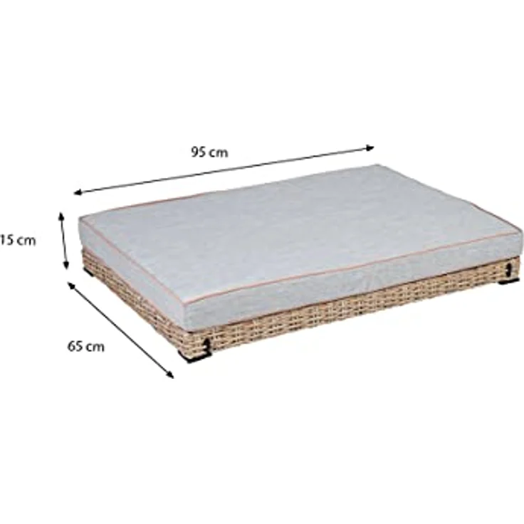 Greemotion Hunde-Sofa Größe S, 95 x 15 x 65 cm, stabiles Stahlgestell mit Rattan-Geflecht, 6 kg, Hundebank, Hundeplatz, Indoor & Terrasse – Bild 2