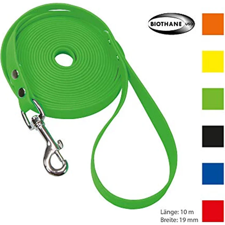 Schecker orange Biothane® Schleppleine mit Handschlaufe, 10 m / 19 mm extrem widerstandsfähig, witterungsbeständig und reißfest – Bild 4