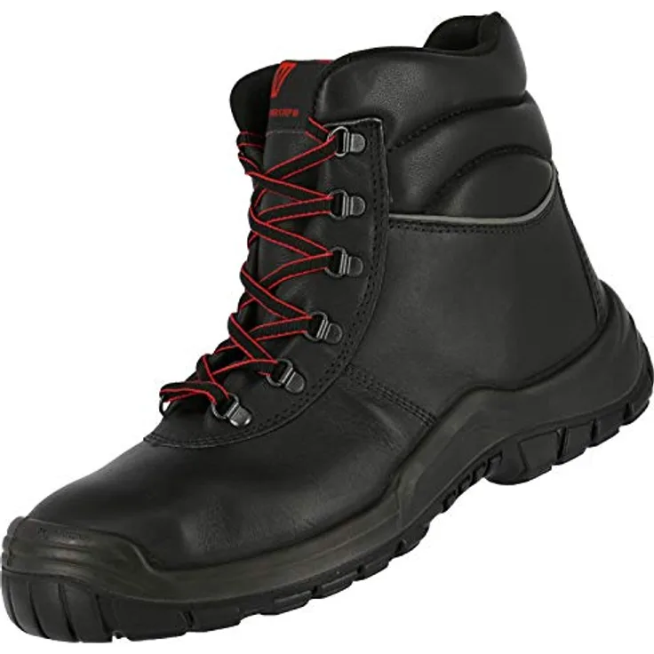 Nitras POWER STEP MID+ Sicherheitsschuhe, Sicherheitsstiefel S3 HRO SRC, schwarz, Größe 42, Volleder, durchtrittsicher, DGUV-zertifiziert