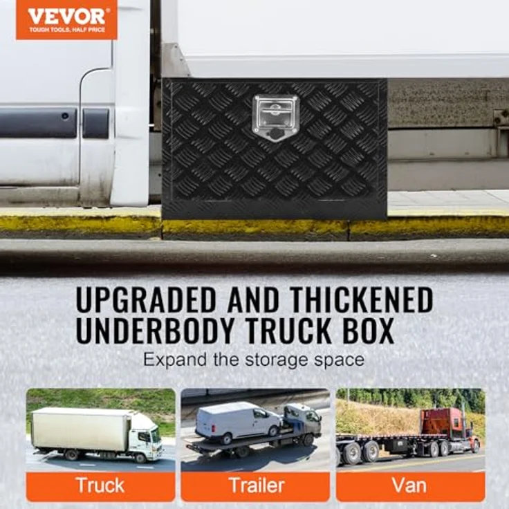 VEVOR Truckbox Werkzeugbox, Unterboden-Anhängerbox, Aluminiumlegierung, 610 x 430 x 460 mm, abschließbar, 30 kg belastbar – Bild 2