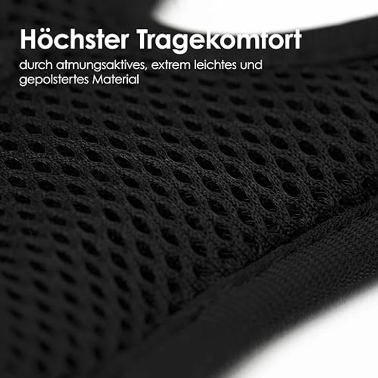 LucyBalu® Explorer Katzengeschirr mit Leine, ausbruchsicheres Brustgeschirr mit AirTag Fach, verstellbar, Schwarz M/L – Bild 3