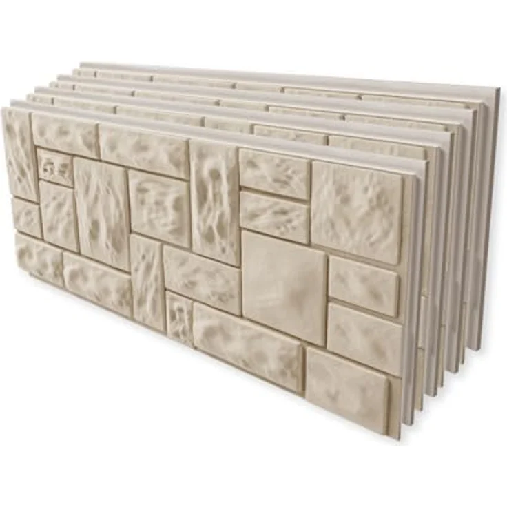 HEXIM Fassadenpaneel FP206, 121x50cm, EPS Styropor mit Acrylbeschichtung in Steinoptik Weiß, UV-beständig für Innen- und Außenbereich (0,61m²) – Bild 1