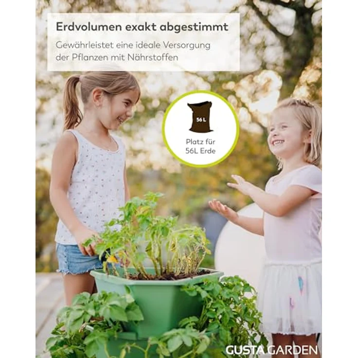 Gusta Garden Hochbeet PAUL POTATO Starter, professioneller Kartoffelturm mit 4 Etagen, Schädlingsschutz und Untersetzer, dunkelgrün – Bild 5