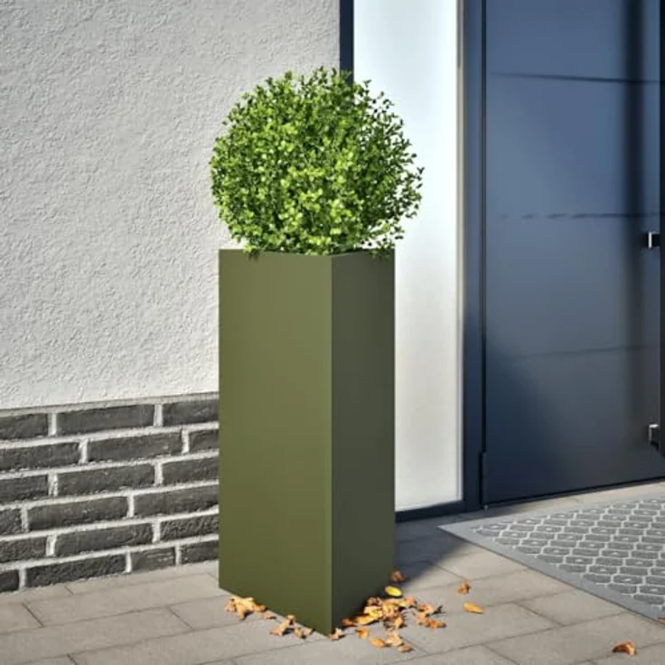 vidaXL Pflanzkübel 2 STK. Olivgrün Dreieckig 40x34,5x70 cm Stahl – Bild 2