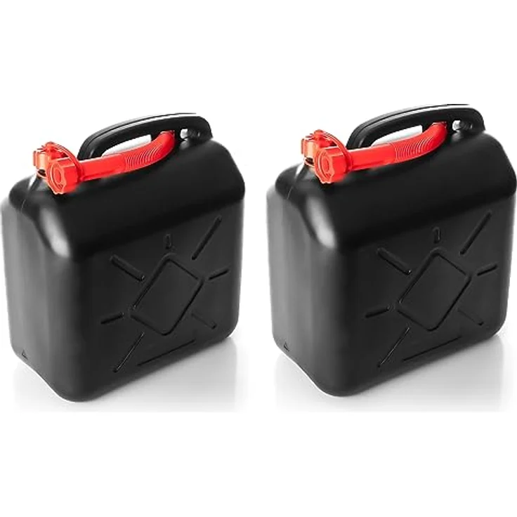 BigDean 2x 10L Benzinkanister Set mit flexiblem Ausgießer, UN-zugelassen für Benzin, Diesel & AdBlue, Schwarz/Rot – Bild 7