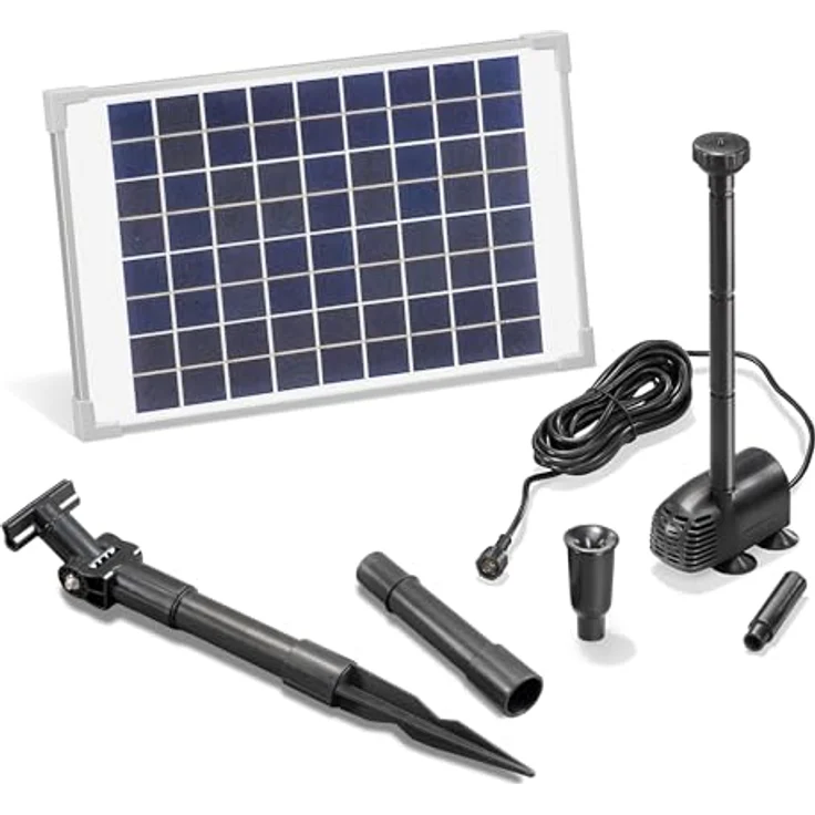esotec Solarpumpe Solar Teichpumpe 10 Watt Solarmodul 610 l/h Förderleistung 1,5 m Förderhöhe Komplettset Gartenteich – Bild 2