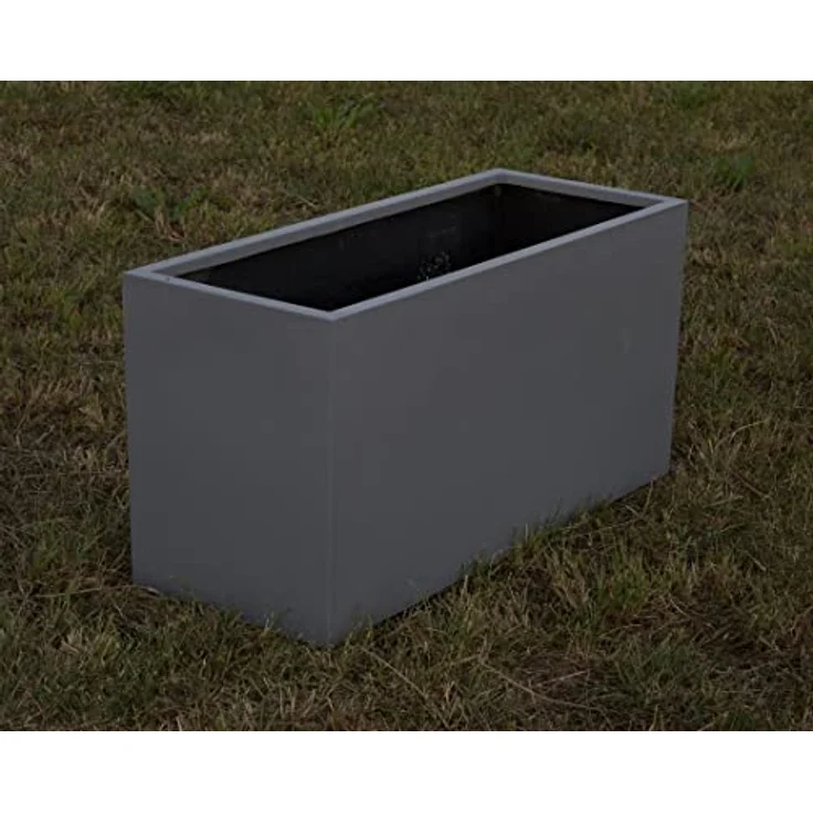Elegant Einrichten Pflanzkübel Fiberglas Rechteckig 80x30x40cm, grau, wasserdicht, frostsicher, UV-beständig, handgefertigt – Bild 2