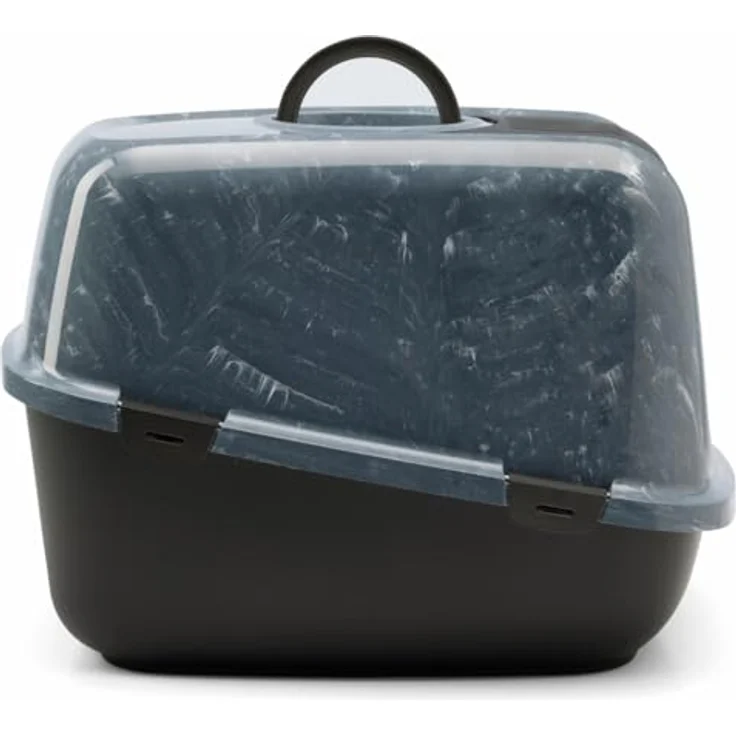 Savic Katzentoilette Nestor Jumbo Marble, grau/weiß-schwarz, mit aufklappbarer Front und Aktivkohle-Filter – Bild 4