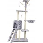 QLS Kratzbaum 140 cm hoch Katzenbaum Katzenkletterbaum Kletterturm Katzenhöhle Sisalseil XL (Grau)