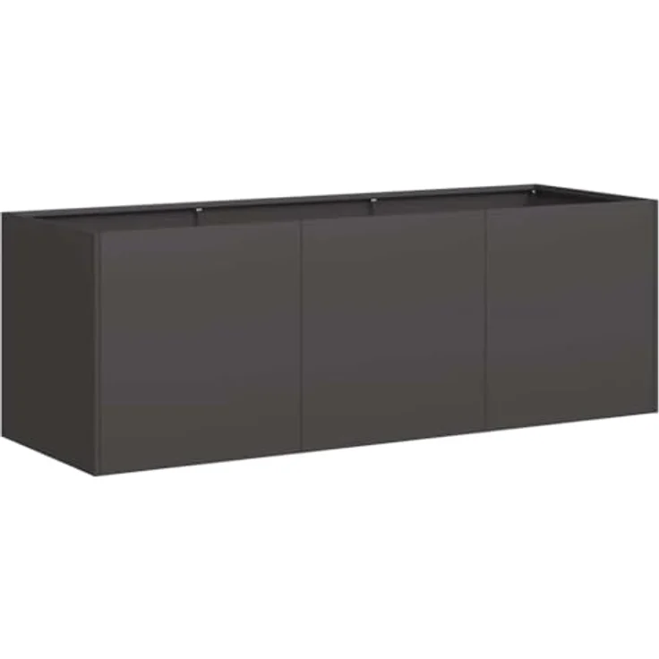 vidaXL Pflanzkübel Schwarz 120x40x40 cm Kaltgewalzter Stahl, Garten-Pflanzgefäß mit viel Platz und erhöhter Stabilität – Bild 1